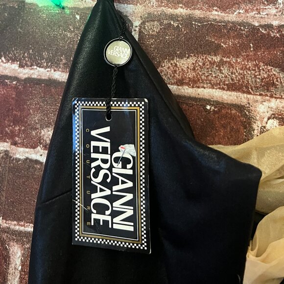 NWT Vintage Gianni Versace Couture Black & Gold Asymmetric Silk Gown - Picture 7 of 16